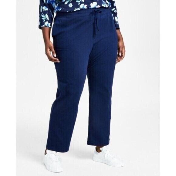 Karen Scott Pants - Karen Scott Plus Size Navy Knit Drawstring Sweat Pants /Joggers NWT